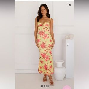 Hello Molly x Saints & Secrets BEST WISHES FOR YOU MESH MAXI DRESS YELLOW